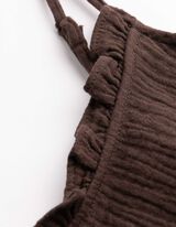 Blusentop - einfarbig - dunkelbraun