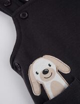 Salopetă - Broderie - Gri inchis