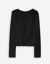 koszulka z długim rękawem - wiązanie - czarny