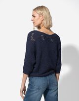 Pleteni pulover - &Scaron;i&scaron;mi&scaron; rukavi - tamno-plava