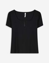 T-shirt - Geribd - zwart