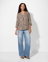 Bluse - Allover-Muster - hellbraun