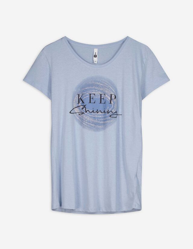 T-Shirt - Glitzerprint - hellblau