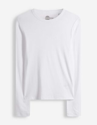Langarmshirt - Modal-Anteil - wei&szlig;