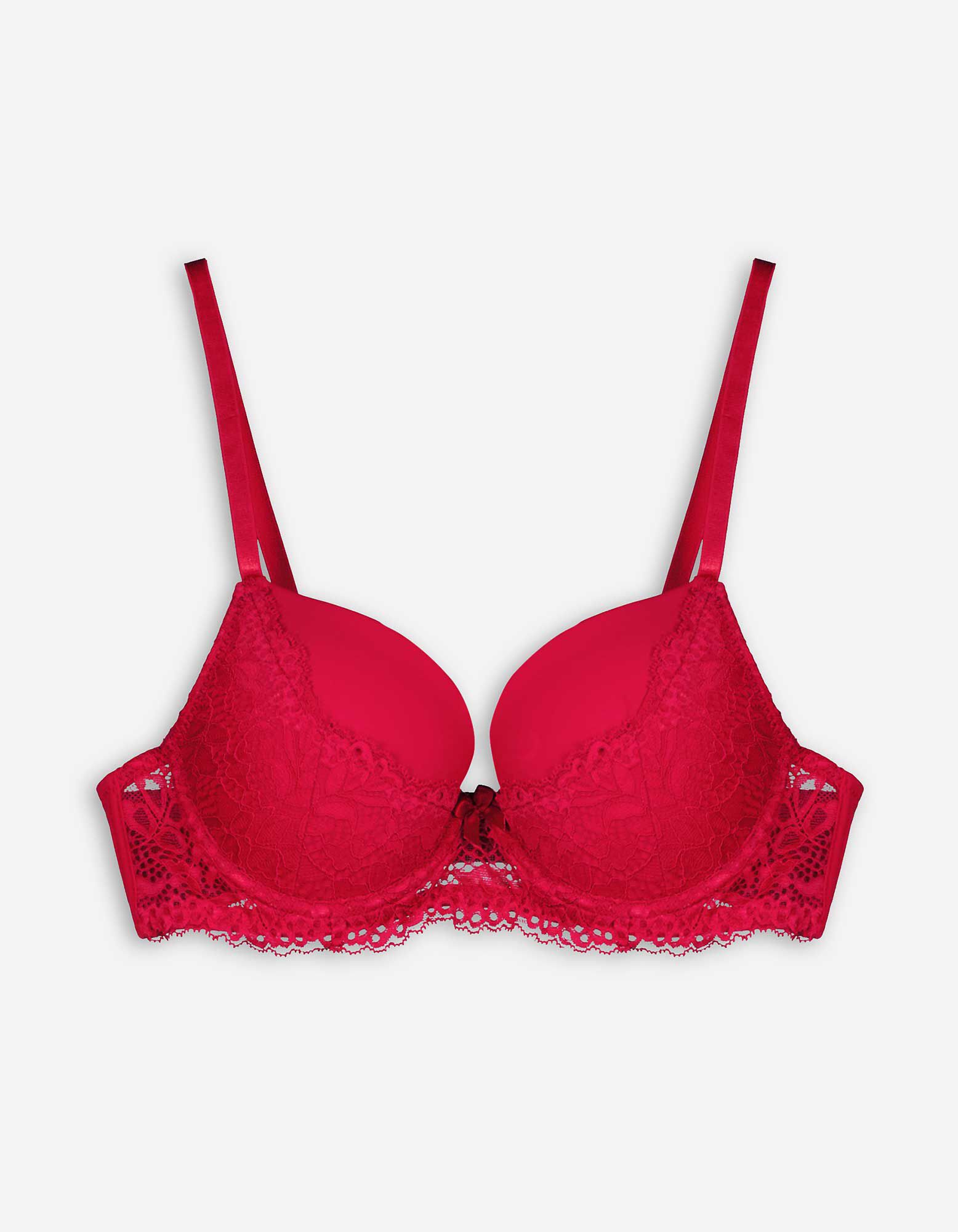 Reggiseno t shirt Inserto in pizzo rosso Takko Fashion