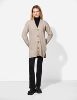 Longcardigan - V-Ausschnitt - beige