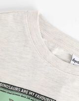 Bluză de corp cu mânecă lungă - Imprimeu cu dinozauri - Bej