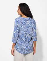 Bluse - Allover-Muster - hellblau