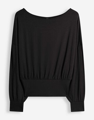Langarmshirt - Modal-Anteil - Schwarz