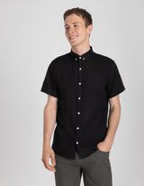 Košulja - Mješavina lana - crna