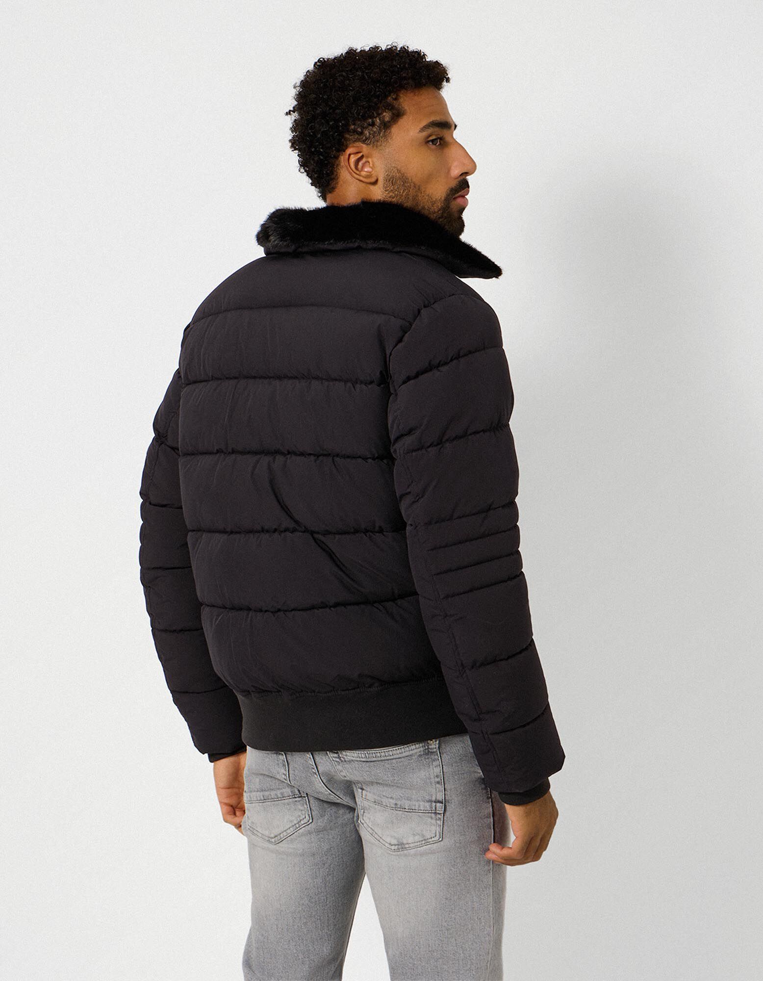 Steppjacke - Gerippte Abschl&uuml;sse - Schwarz