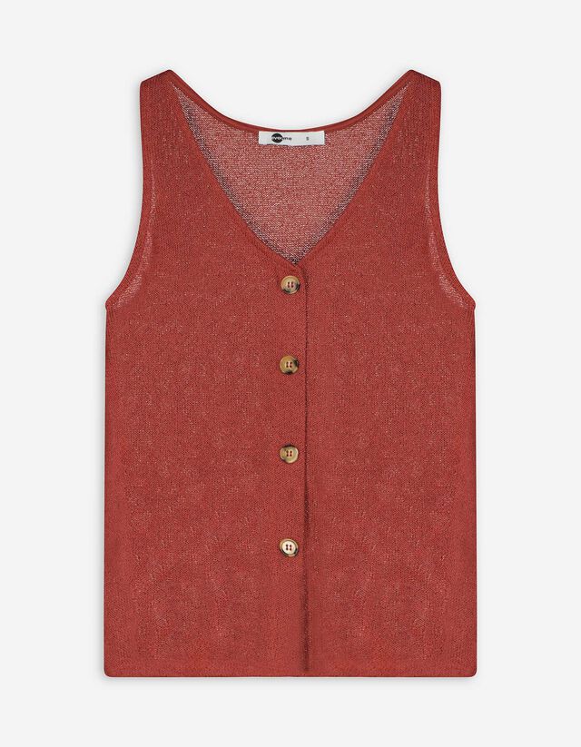 Stricktop - Knopfleiste - dunkelrot