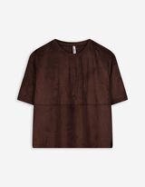 T-Shirt - Lederoptik - dunkelbraun