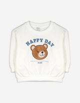 Sweatshirt - Frottee Application - weiß