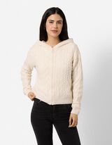 Cardigan - Maglia a trecce - Bianco sporco