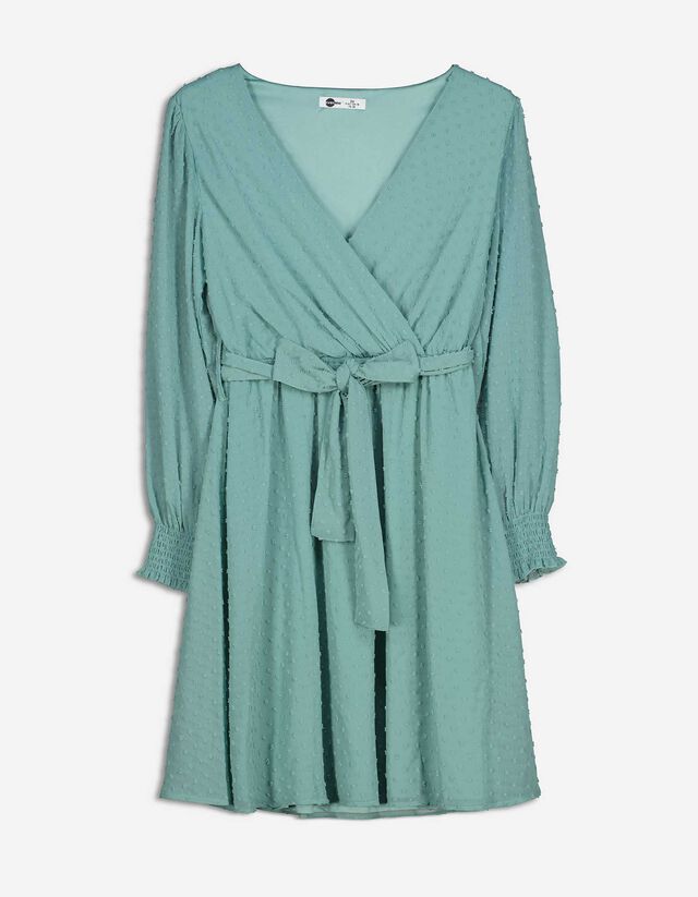 Rochie midi - Top wrap - Turcoaz