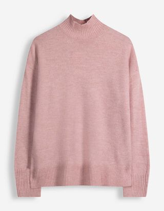 Strickpullover - Mockneck - Rosa