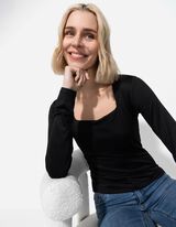 Langarmshirt - Slim Fit - schwarz