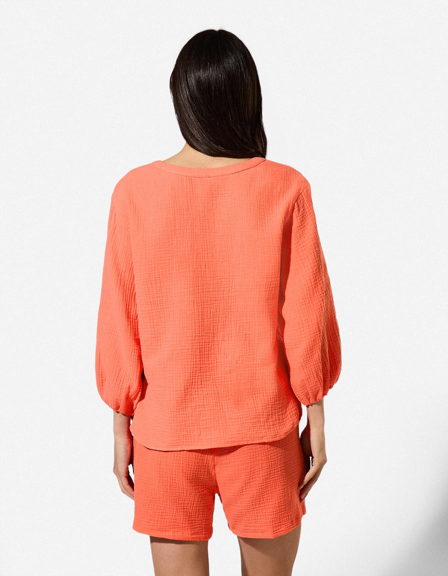 Bluse - Musselin - Orange