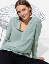 Blúzkové tričko - Výstrih do V - tyrkysovy