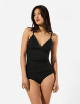 Tankini - Gestructureerd materiaal - Zwart