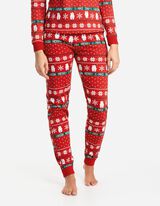 Set de pijama format din cămașă cu mânecă lungă și pantaloni  - Crăciun - Rosu