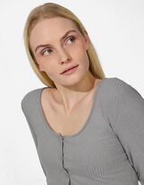 Langarmshirt - Double-Layer-Look - grau