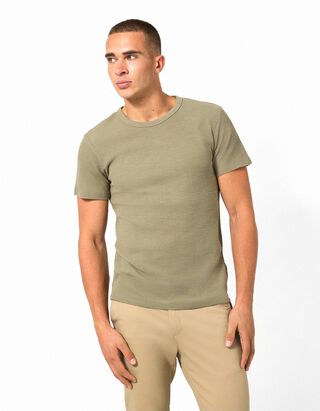 T-Shirt - Waffelstruktur - Khaki