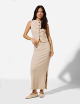 Sukňa - Cr&ecirc;pe - B&eacute;žov&aacute;