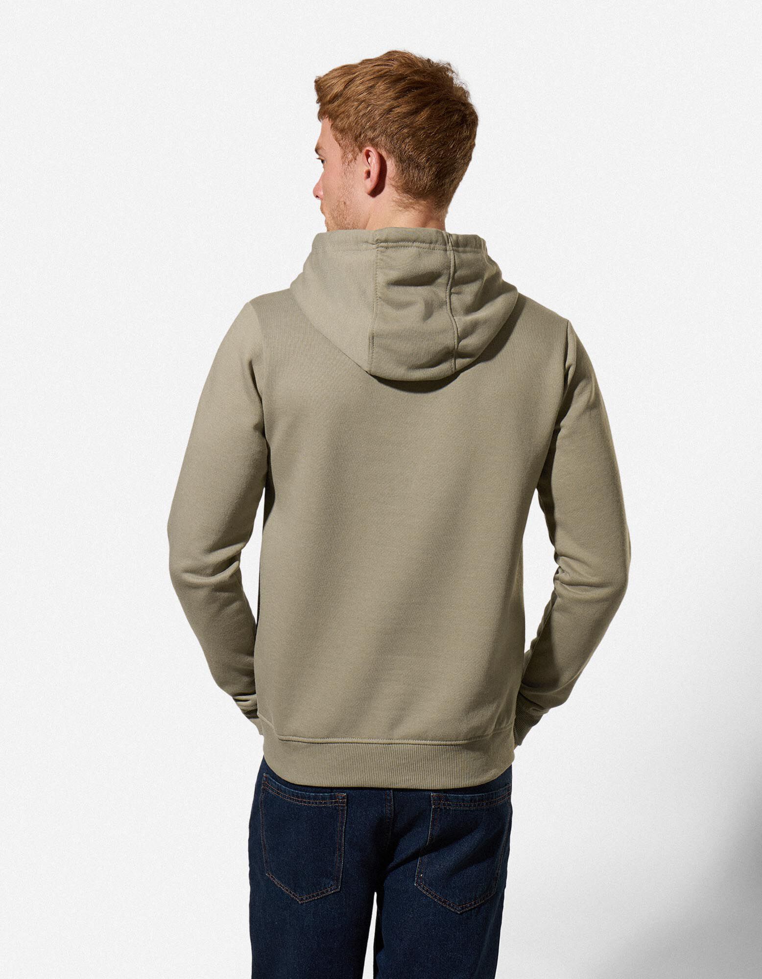 Sweatjacke - Kapuze mit Tunnelzug - Khaki