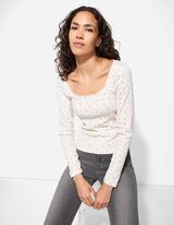 Maglia a manica lunga - Bordatura decorativa - bianco