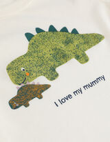 Romper lange mouw - Dinosauriër - wit