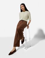 Jupe-culotte - Aspect lin - Brun