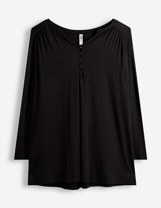 Blusenshirt - Viskose-Mix - Schwarz