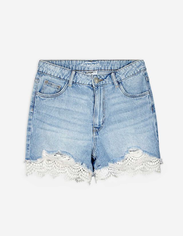 Short - Passementerie en dentelle - Bleu clair