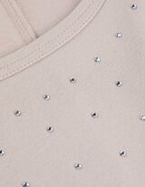 Ujjatlan felső - Strasszokkal - b&eacute;zs