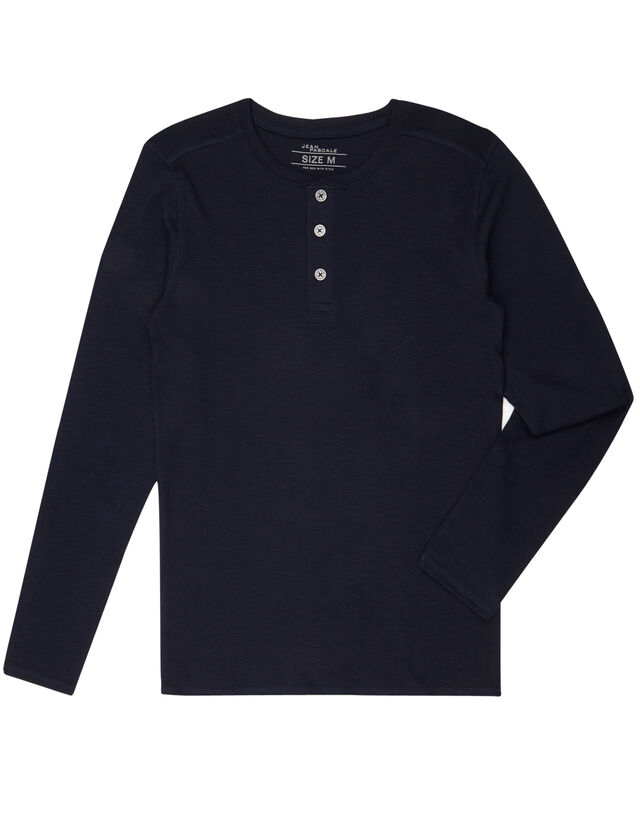 Herren Serafino-Longsleeve aus reiner Baumwolle