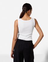 Top - Rippenstruktur - wei&szlig;