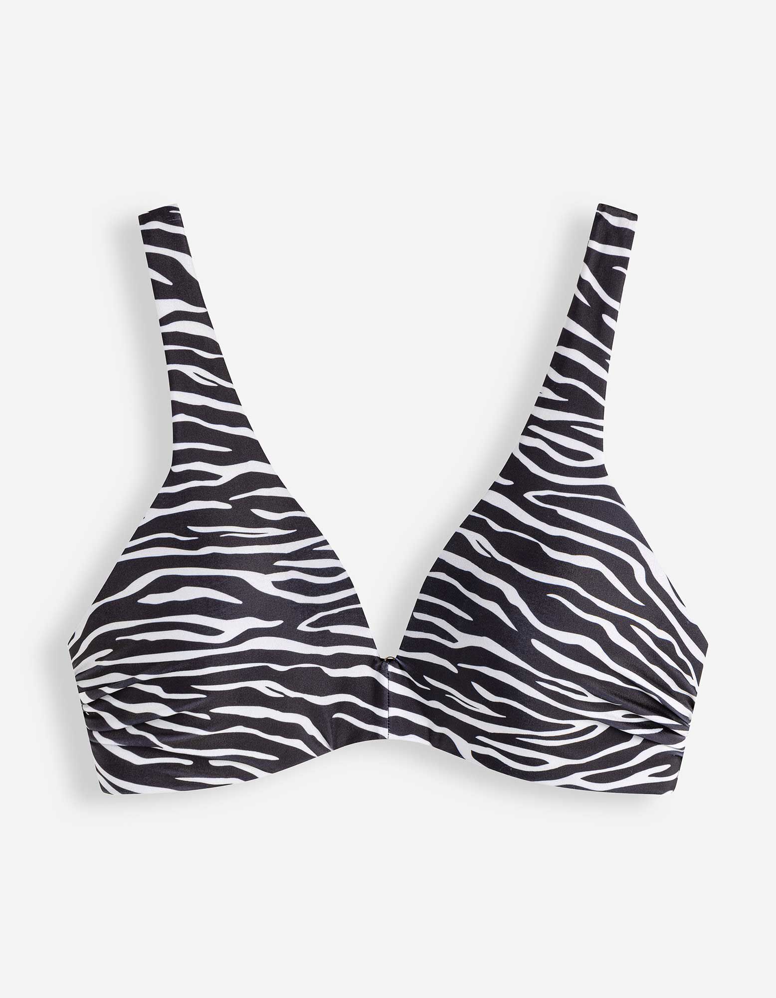 Haut de bikini - motif z&egrave;bre - noir