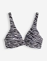 Haut de bikini - motif z&egrave;bre - noir
