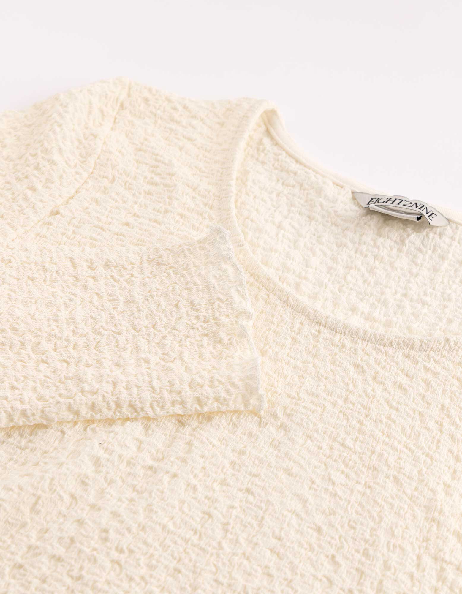 Langarmshirt - Crinkle-Optik - Off-White