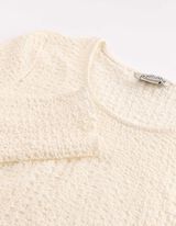 Langarmshirt - Crinkle-Optik - Off-White