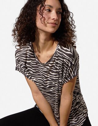 T-Shirt - Zebramuster - schwarz