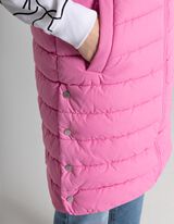 Długa kamizelka - kaptur z troczkiem - rozowy