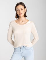Pullover - viskoosisegu - beezh