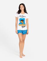 Set pijama alcătuit din bluză și pantaloni scurți - Cookie Monster - Alb