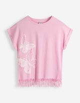 Shirt - Ausgefranste Abschl&uuml;sse - Rosa