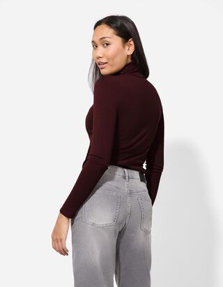 Langarmshirt - Modal-Anteil - dunkelbraun