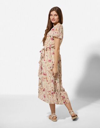 Kleid - Allover-Print - wei&szlig;