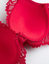 biustonosz pod T-shirt - obszycie z koronki - czerwony